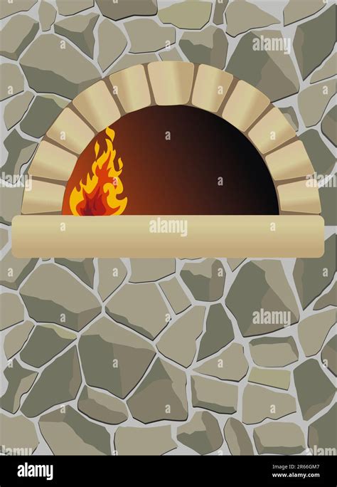 Un'illustrazione di un antico forno a legna in un contesto rurale.