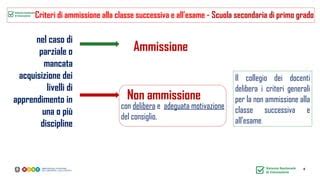 schema che illustra i criteri di ammissione e non ammissione