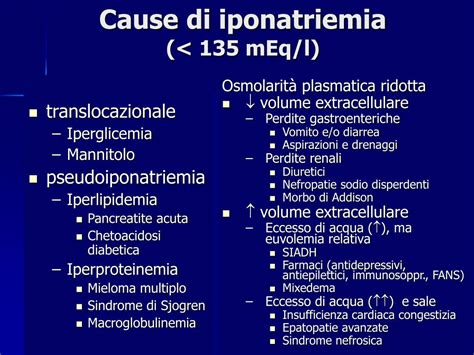 Cause comuni di iponatriemia