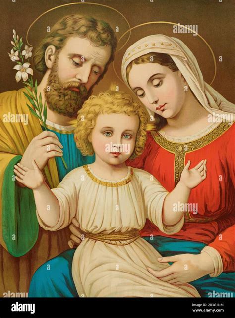 Rappresentazione artistica di San Giuseppe, Maria e il Bambino Gesù durante la fuga in Egitto