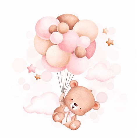 dettaglio di un gessetto a forma di orsetto con palloncino in tonalità pastello