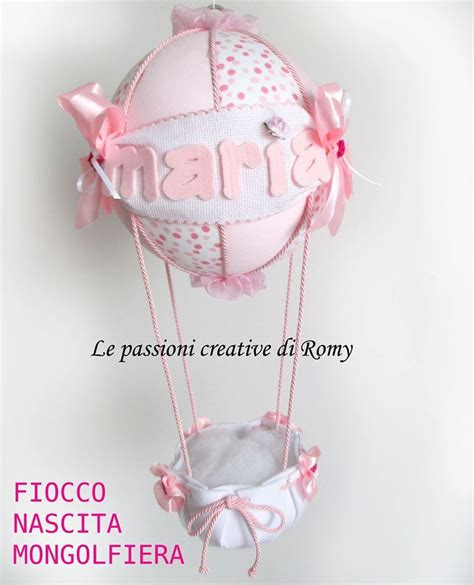 fiocco nascita a forma di mongolfiera in feltro dai colori pastello