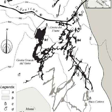 Mappa schematica del complesso carsico delle Grotte di Castellana