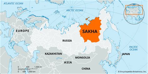 Mappa della Repubblica di Sakha (Yakutia)