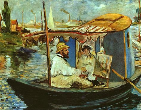 Claude Monet a bordo della sua barca studio ad Argenteuil