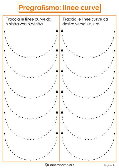 Esempi di schede di pregrafismo con linee rette e curve