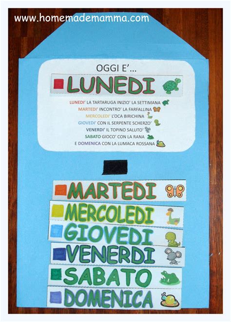 illustrazione colorata di un calendario settimanale per bambini