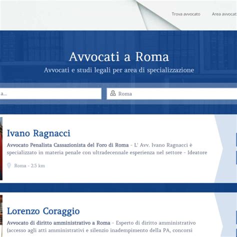 Interfaccia digitale di portale per la ricerca di avvocati