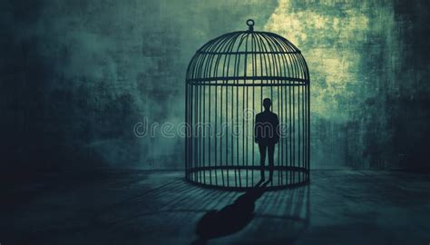 Man trapped in an invisible cage with a mother figure