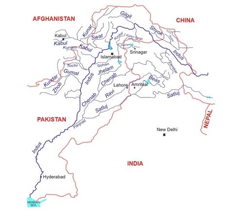 Mappa del bacino del fiume Indo