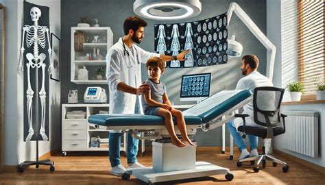 Ortopedico pediatrico che esamina un bambino