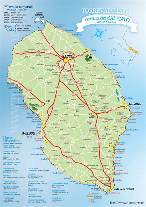 Mappa del Salento con Santa Cesarea Terme evidenziata