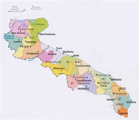 Mappa della Puglia medievale con Minervino Murge e Altamura