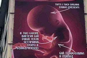 Manifesto anti-aborto con immagine di embrione