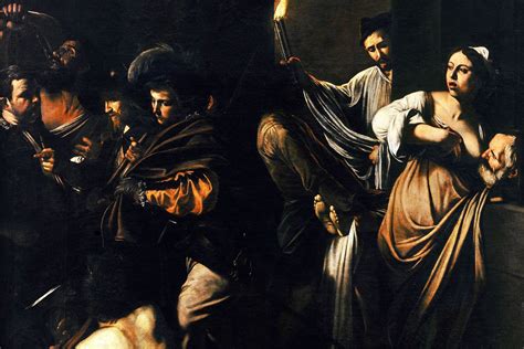 Dettaglio della scena di allattamento nell'opera di Caravaggio