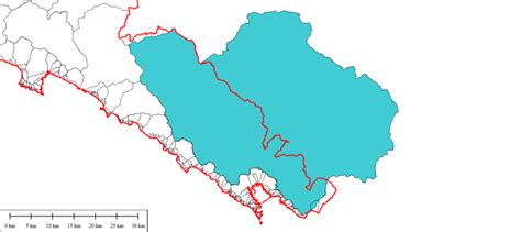 Mappa del Bacino del Fiume Magra che mostra le province attraversate