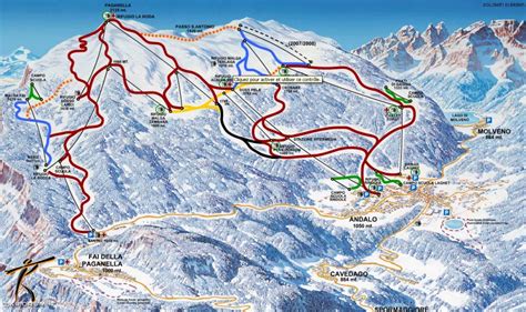 Mappa delle piste da sci di Andalo e Paganella
