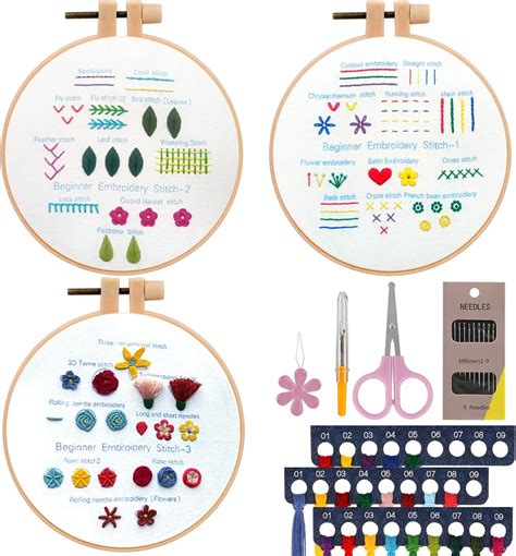 Tavola comparativa di diversi kit di ricamo per bambini