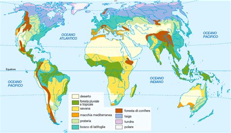 Mappa della diffusione del castagno nelle regioni temperate