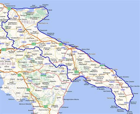 Cartina geografica della Puglia con evidenziata Santa Cesarea Terme