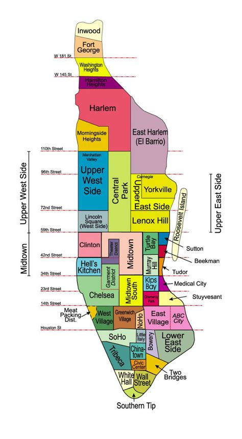 Mappa dei quartieri di Manhattan e Brooklyn