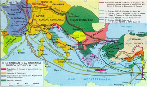 Mappa delle rotte delle Crociate dei Bambini