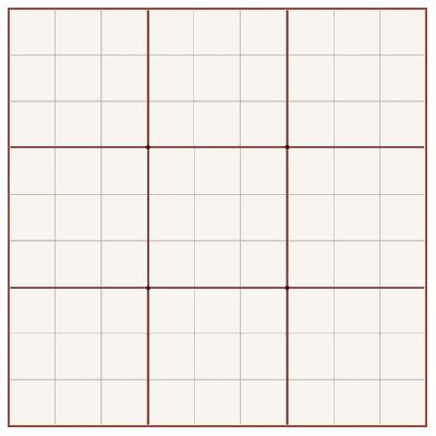 Diagramma schematico di una griglia Sudoku 6x6 che evidenzia le righe, le colonne e i blocchi 2x3