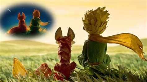 Illustrazione del Piccolo Principe che accarezza la volpe tra i campi di grano