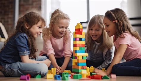 Bambini che giocano insieme imparando