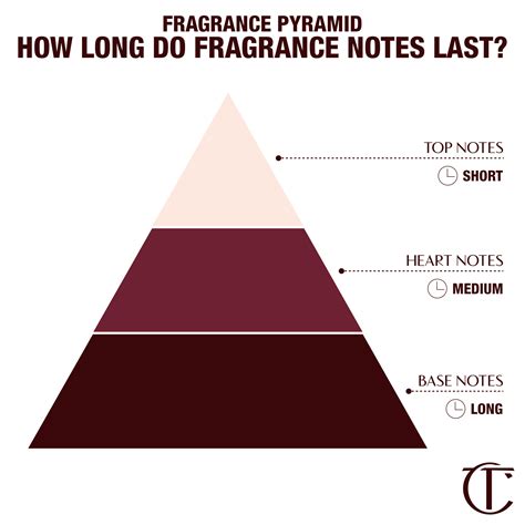 An infographic showing the fragrance pyramid (top, middle, base notes) with a highlight on the 