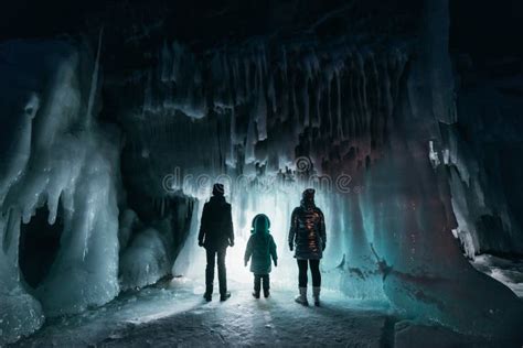 Famiglia che esplora una grotta in un parco nazionale