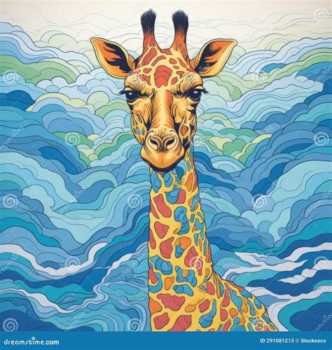 esempio di una giraffa colorata con sfumature di beige e giallo e macchie ben definite