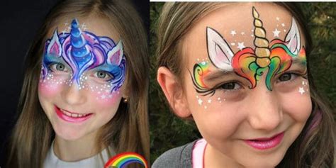 bambina con un delicato trucco unicorno artistico