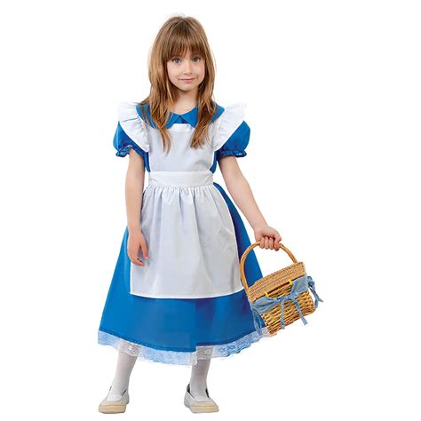 Bambina con costume di Alice nel Paese delle Meraviglie in un giardino fiabesco