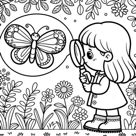 bambino che osserva un piccolo fiore con una lente d'ingrandimento