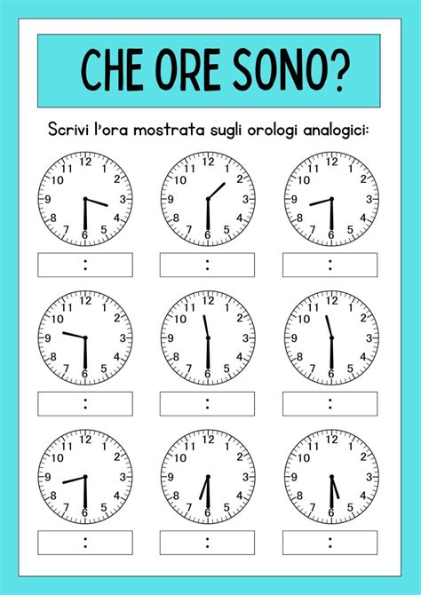 Bambini che imparano a leggere l'orologio