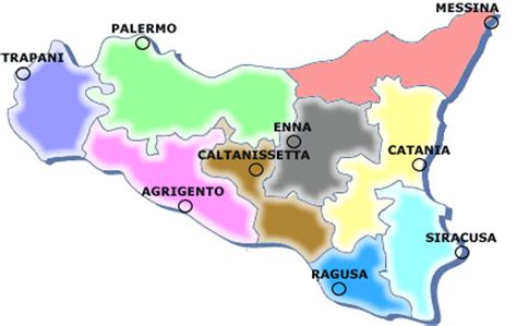 Mappa della Sicilia con province