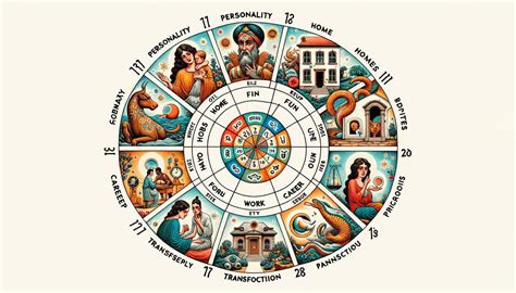 mappa zodiacale che mostra le case astrologiche in relazione all'orizzonte
