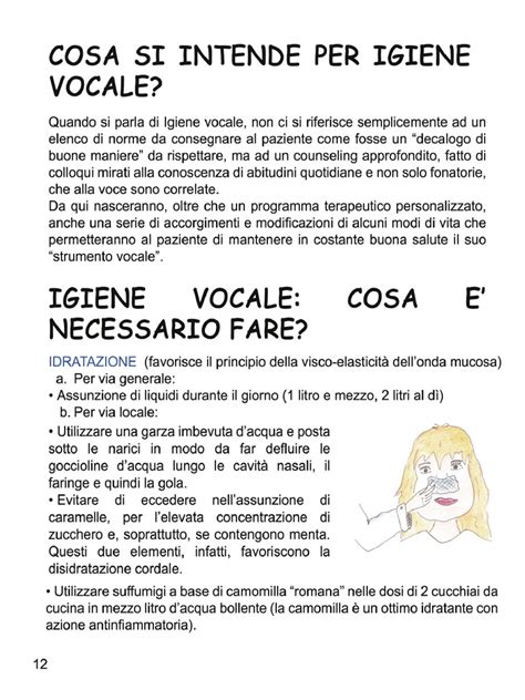 schema dei consigli per l'igiene vocale quotidiana