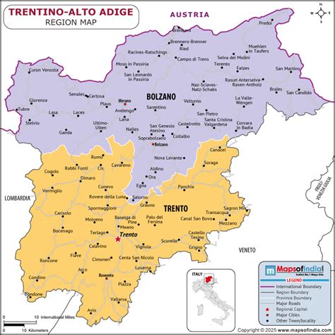 mappa del Trentino-Alto Adige evidenziando Trento e Bolzano