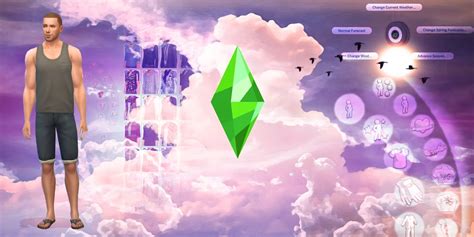 The Sims 2 game interface with visible mod menus