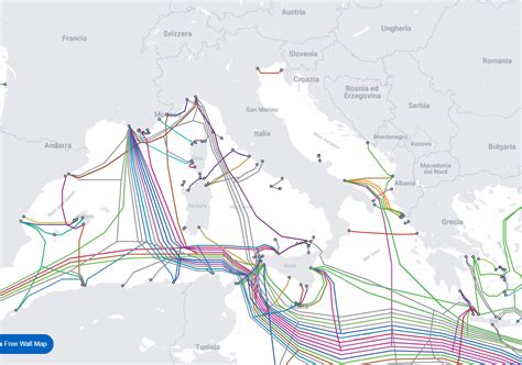 Mappa dei primi collegamenti Internet in Italia