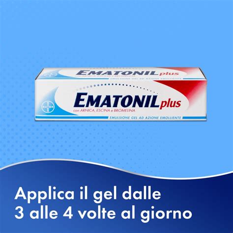 rappresentazione grafica di un tubetto di Ematonil Plus gel 50ml con estratti naturali in evidenza