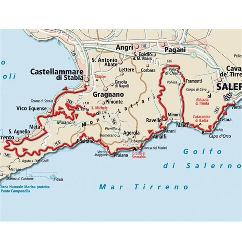 Mappa della Penisola Sorrentina