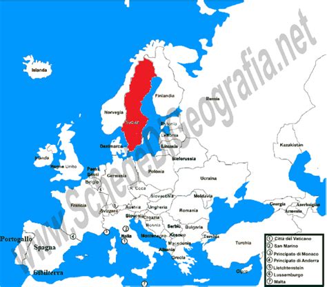 Mappa della Svezia che evidenzia la posizione del paese