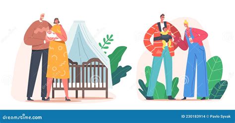 Coppia di genitori che si prendono cura del neonato