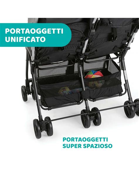 Schema di un passeggino gemellare Baby Monsters Easy Twin con bambini