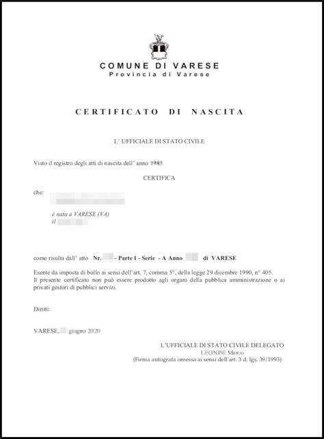 Esempio certificato bilingue