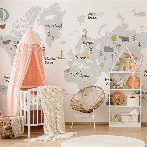 Cameretta per bambini con carta da parati stellata e soffice illuminazione