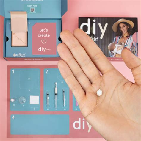 Schema dei componenti di un kit fai-da-te per gioielli di latte